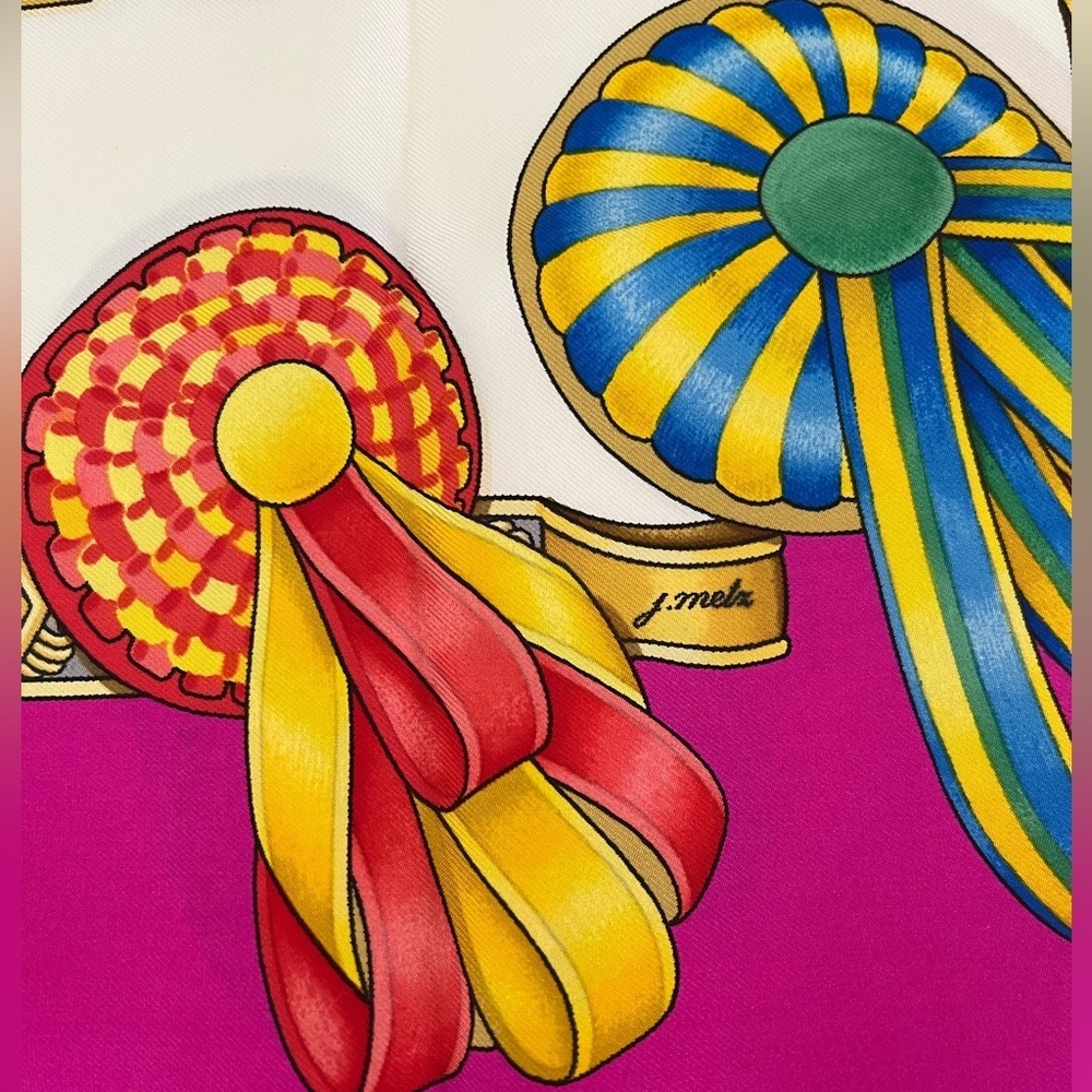 HERMES Les Rubans Du Cheval Silk Scarf by Joachim Metz Rare EUC 1988--93 - Picture 14 of 17